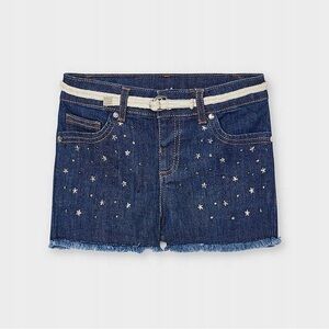 Size 7 Girls Mayoral Blue Denim Star-Studded Shorts